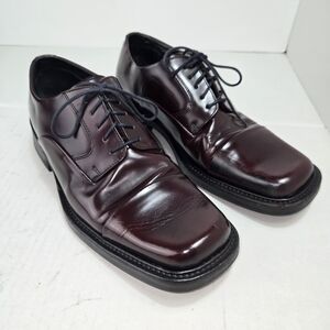 Kenneth Cole Men's 9 W Red Ellingwood Oxfords Square Toe Lace Up Made In Italy